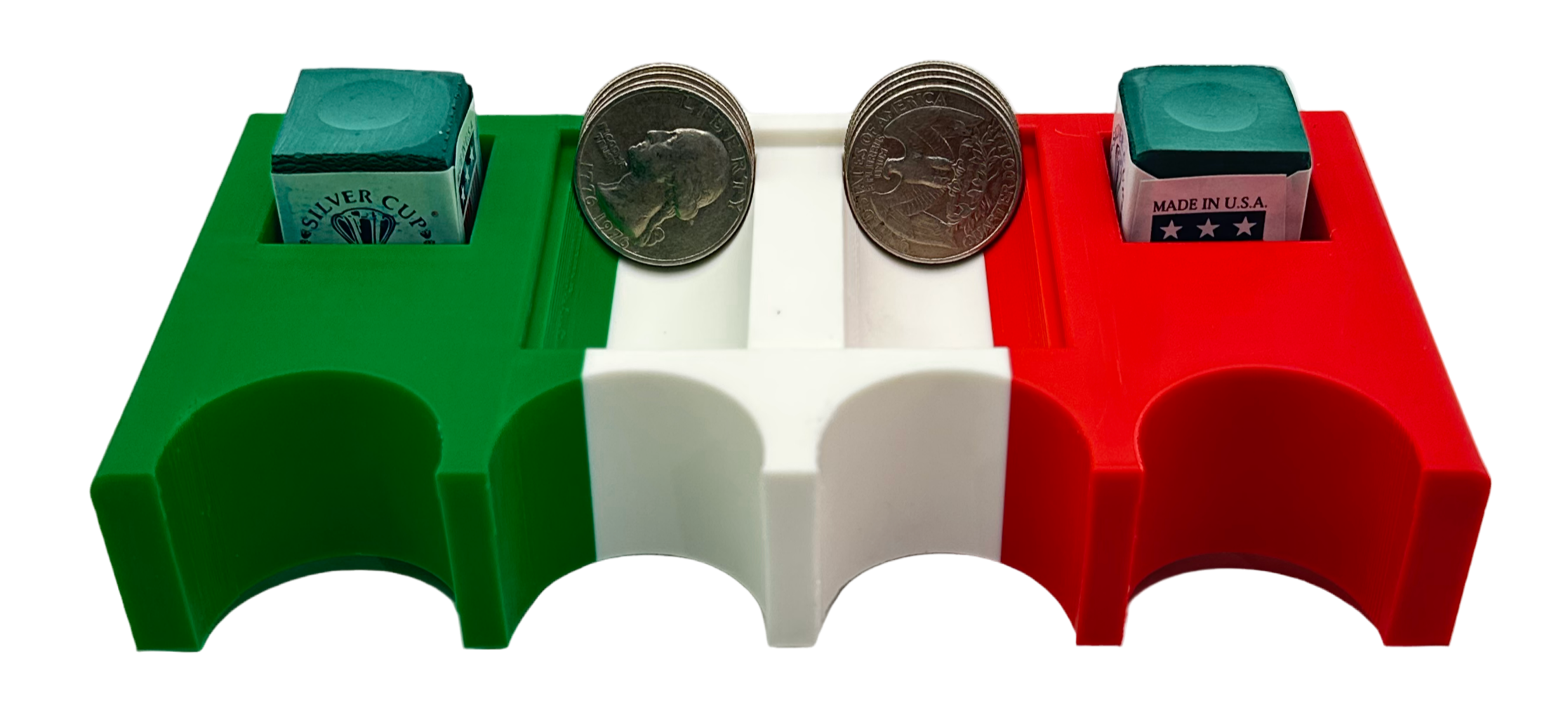 Mexican Flag Pool Cue Holder – Holds Quarters, Chalk, and 4 Cues
