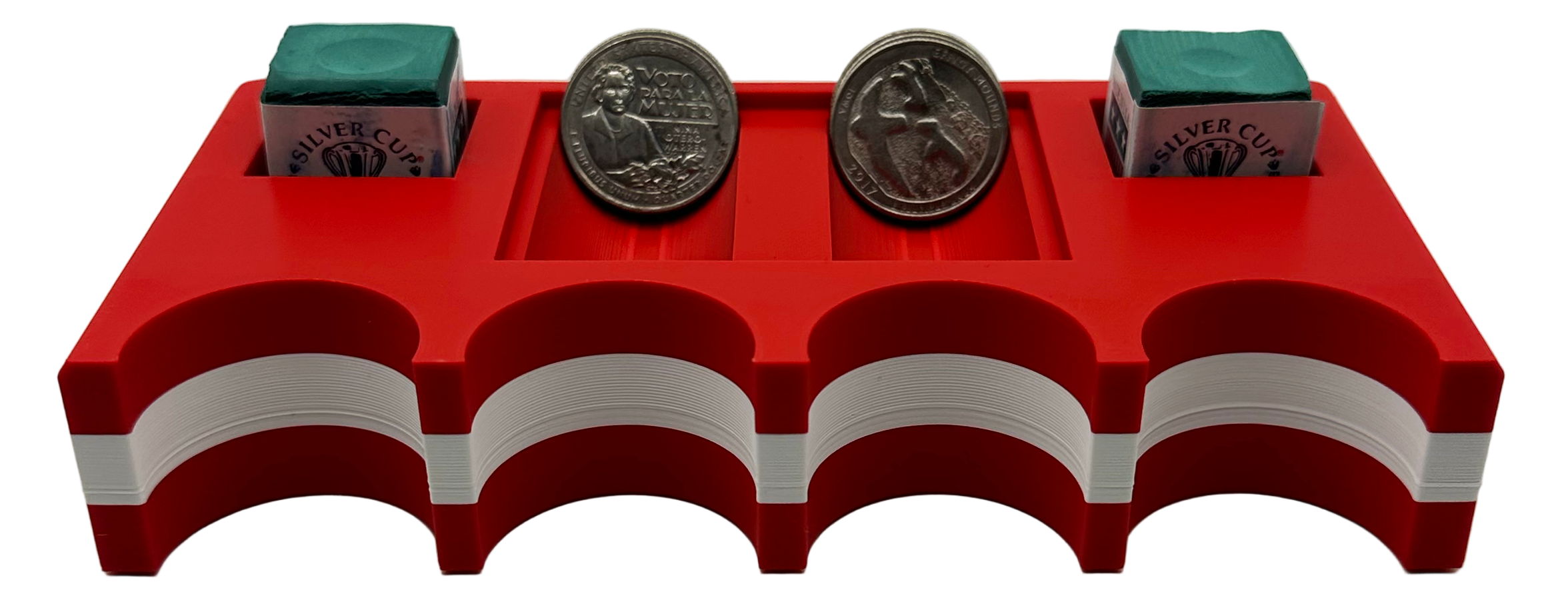 Canadian flag cuezy cue holder with coins and chalk